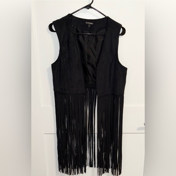 Express Jackets & Blazers - Express Black Sleeveless Fringe Vest